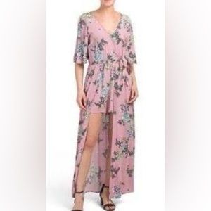 Pink floral maxi Romper. Size Large l